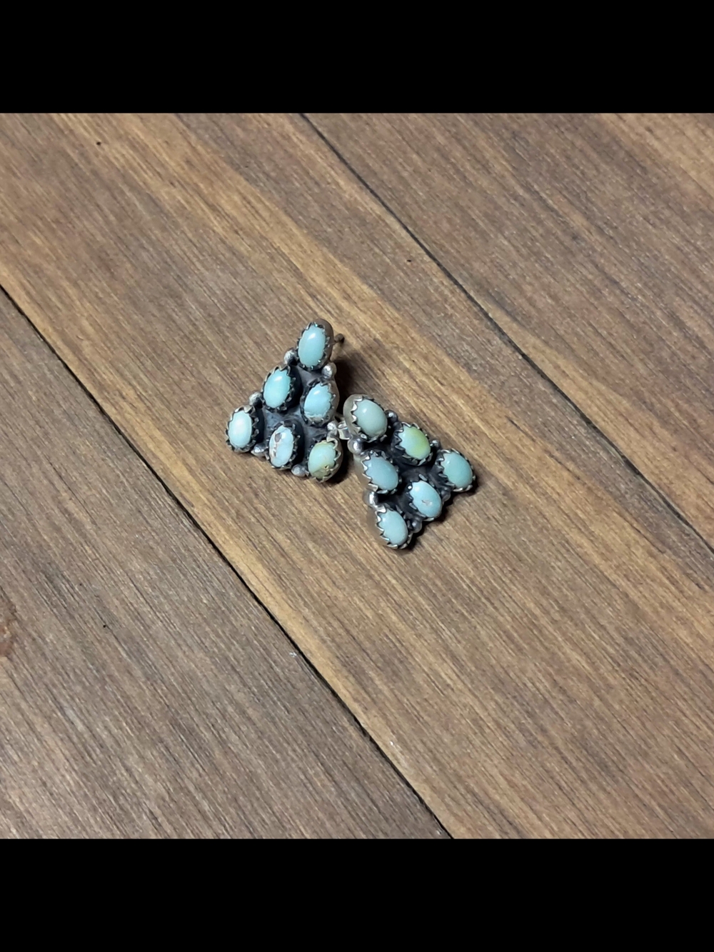 Vintage 925 Sterling Silver Turquoise Cluster Earrings